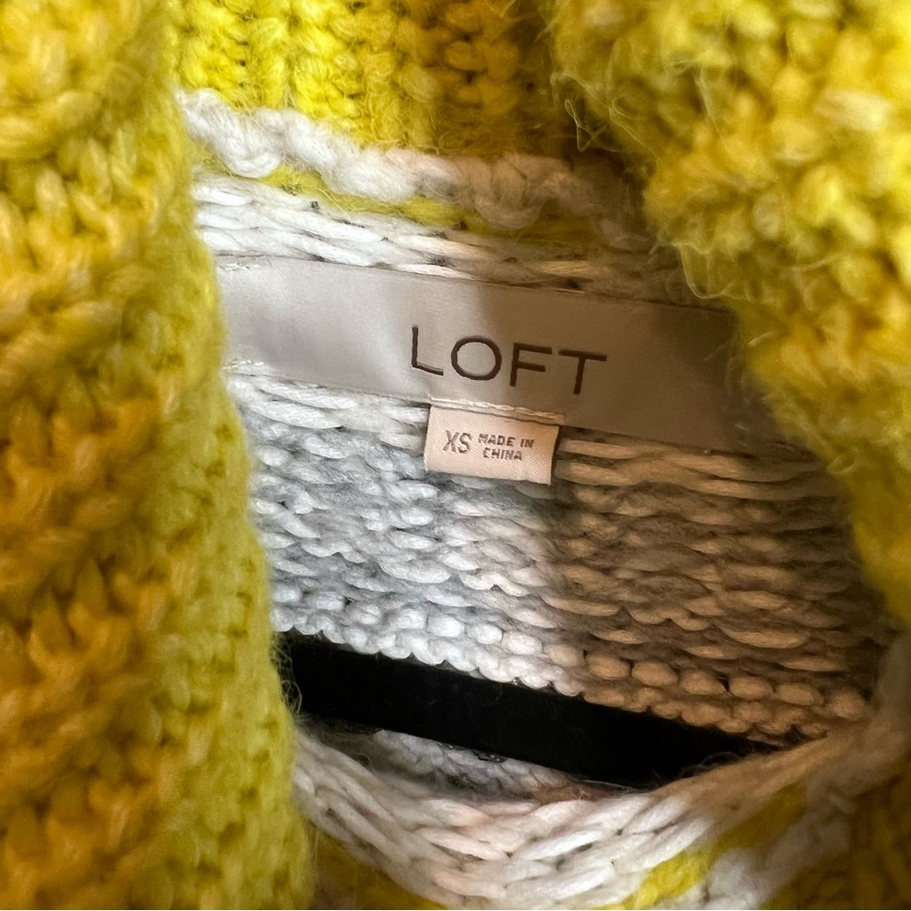 LOFT Cozy Cabincore Yellow Fair Isle Turtleneck Sweater, XS - Picture 10 of 10